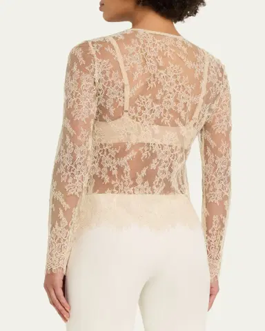 Kobi Halperin Fallon Scalloped Eyelash-Fringe Lace Blouse | Thumbnail 3