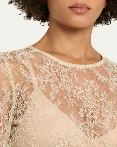 Kobi Halperin Fallon Scalloped Eyelash-Fringe Lace Blouse | Thumbnail 5