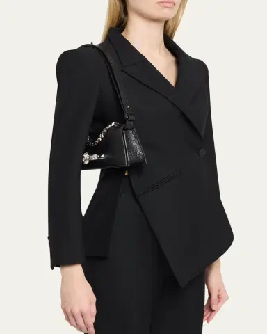 Alexander McQueen Jeweled Croc-Embossed Leather Shoulder Bag | Thumbnail 2 Alexander McQueen Jeweled Croc-Embossed Leather Shoulder Bag | Thumbnail 2