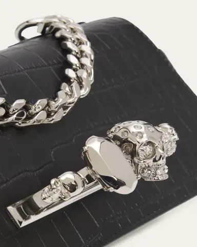 Alexander McQueen Jeweled Croc-Embossed Leather Shoulder Bag | Thumbnail 5 Alexander McQueen Jeweled Croc-Embossed Leather Shoulder Bag | Thumbnail 5