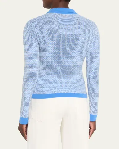 Guest in Residence Pique Long-Sleeve Shrunken Cashmere Polo | Thumbnail 3