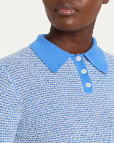 Guest in Residence Pique Long-Sleeve Shrunken Cashmere Polo | Thumbnail 5