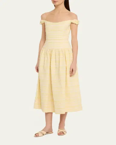 Markarian Georgie Striped Seersucker Off-The-Shoulder Midi Dress | Thumbnail 4 Markarian Georgie Striped Seersucker Off-The-Shoulder Midi Dress | Thumbnail 4