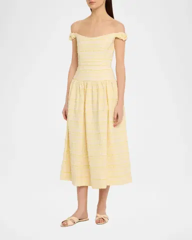 Markarian Georgie Striped Seersucker Off-The-Shoulder Midi Dress | Thumbnail 8 Markarian Georgie Striped Seersucker Off-The-Shoulder Midi Dress | Thumbnail 8