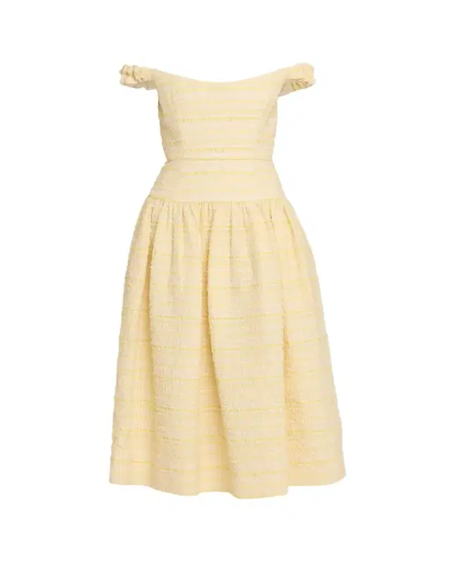 Georgie Striped Seersucker Off-The-Shoulder Midi Dress