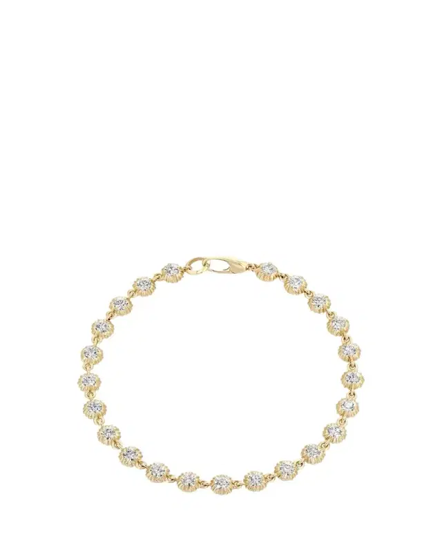 Fluted Round Button Tennis Bracelet with Diamonds