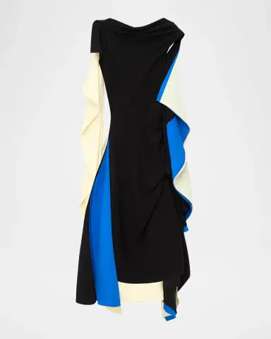 Loewe Asymmetric Colorblock Draped High-Low Dress | Thumbnail 5