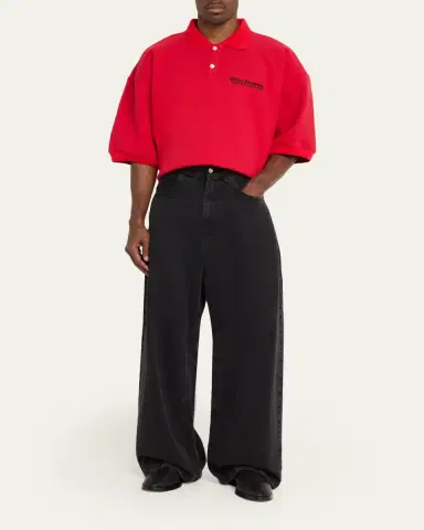 Willy Chavarria Men's Football Structured Cotton Polo Shirt | Thumbnail 2 Willy Chavarria Men's Football Structured Cotton Polo Shirt | Thumbnail 2