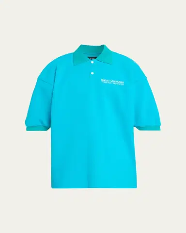 Willy Chavarria Men's Football Structured Cotton Polo Shirt | Thumbnail 6 Willy Chavarria Men's Football Structured Cotton Polo Shirt | Thumbnail 6