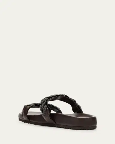 Brunello Cucinelli Braided Monili Leather Slide Sandals | Thumbnail 4 Brunello Cucinelli Braided Monili Leather Slide Sandals | Thumbnail 4