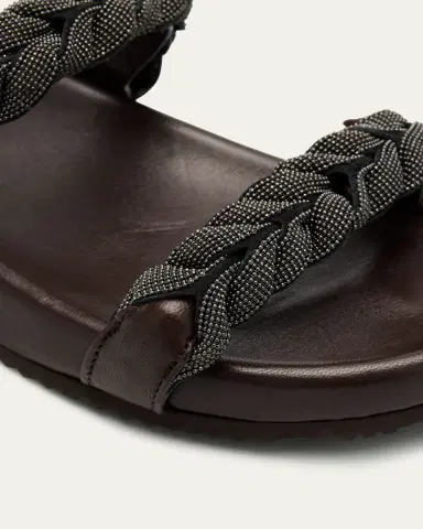 Brunello Cucinelli Braided Monili Leather Slide Sandals | Thumbnail 5 Brunello Cucinelli Braided Monili Leather Slide Sandals | Thumbnail 5