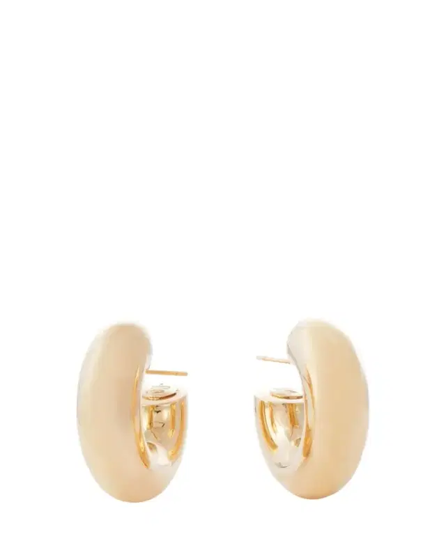 18K Yellow Gold Wide Tubular Hoop Earrings