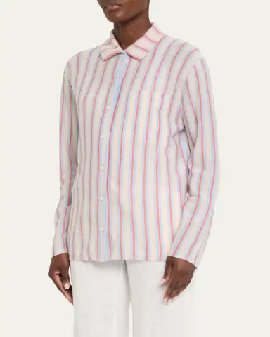 Guest in Residence Fine Stripe Showtime Cashmere Shirt | Thumbnail 4
