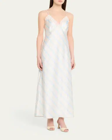 LoveShackFancy Manuela Floral Satin Slip Dress | Thumbnail 4