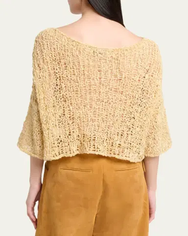 Gabriela Hearst Chrysenta Cashmere-Blend Tape Knit Crop Top | Thumbnail 3