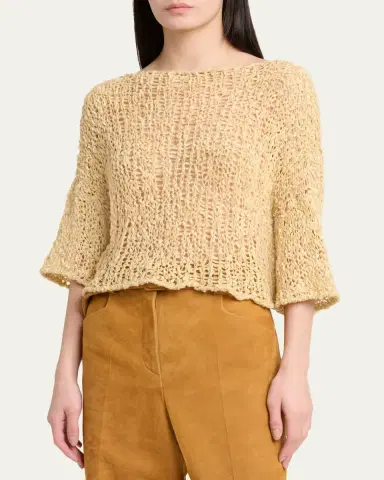 Gabriela Hearst Chrysenta Cashmere-Blend Tape Knit Crop Top | Thumbnail 4