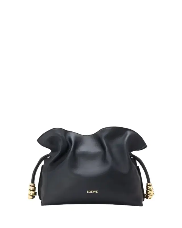 Flamenco Ruched Clutch Bag in Leather