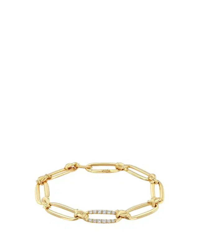 Flat Link Bracelet with Diamond Pave