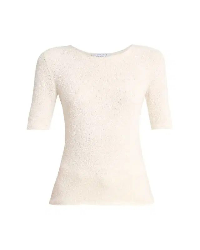 Gabriela Hearst Valentia Silk Knit Elbow-Sleeve T-Shirt