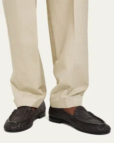 Bottega Veneta Men's Silenzio Intrecciato Napa Leather Loafers | Thumbnail 2