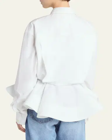 Stella McCartney Cotton Poplin Button-Front Peplum Shirt | Thumbnail 3 Stella McCartney Cotton Poplin Button-Front Peplum Shirt | Thumbnail 3
