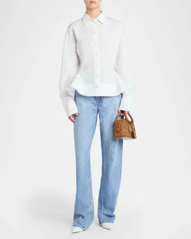 Stella McCartney Cotton Poplin Button-Front Peplum Shirt | Thumbnail 6 Stella McCartney Cotton Poplin Button-Front Peplum Shirt | Thumbnail 6