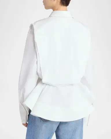 Stella McCartney Cotton Poplin Button-Front Peplum Shirt | Thumbnail 7 Stella McCartney Cotton Poplin Button-Front Peplum Shirt | Thumbnail 7