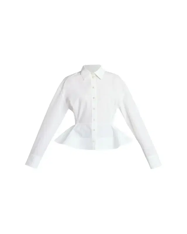 Cotton Poplin Button-Front Peplum Shirt