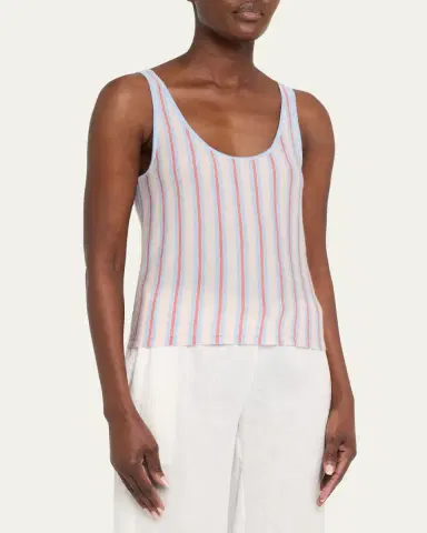 Guest in Residence Fine Stripe Cashmere Tank Top | Thumbnail 4