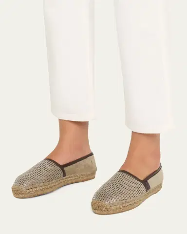 Brunello Cucinelli Laminated Suede and Leather Espadrille Flats | Thumbnail 2