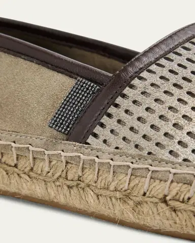 Brunello Cucinelli Laminated Suede and Leather Espadrille Flats | Thumbnail 5