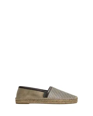 Brunello Cucinelli Laminated Suede and Leather Espadrille Flats | Thumbnail 1