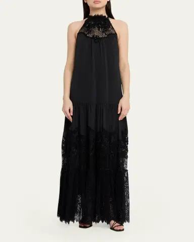 Kobi Halperin Hallee Lace-Inset Halter Maxi Dress | Thumbnail 2