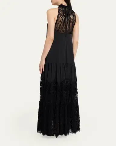 Kobi Halperin Hallee Lace-Inset Halter Maxi Dress | Thumbnail 3