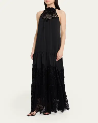 Kobi Halperin Hallee Lace-Inset Halter Maxi Dress | Thumbnail 4