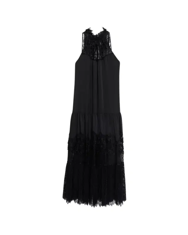 Kobi Halperin Hallee Lace-Inset Halter Maxi Dress