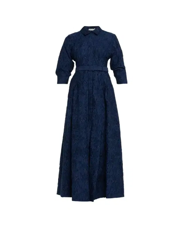 SIMKHAI Courtney Belted Organza Jacquard Gown