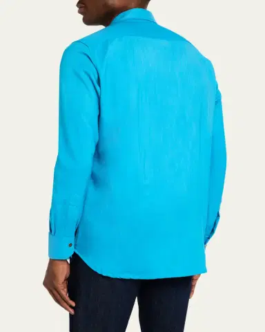 Kiton Men's Cashmere Pocket Button-Down Shirt | Thumbnail 3 Kiton Men's Cashmere Pocket Button-Down Shirt | Thumbnail 3