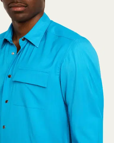 Kiton Men's Cashmere Pocket Button-Down Shirt | Thumbnail 5 Kiton Men's Cashmere Pocket Button-Down Shirt | Thumbnail 5