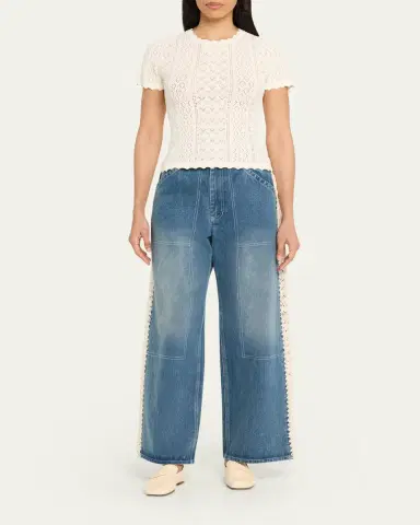 Sea Stasia Crochet-Trim Utility Jeans | Thumbnail 2 Sea Stasia Crochet-Trim Utility Jeans | Thumbnail 2