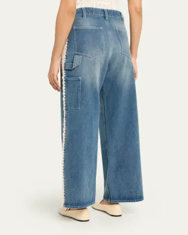 Sea Stasia Crochet-Trim Utility Jeans | Thumbnail 3 Sea Stasia Crochet-Trim Utility Jeans | Thumbnail 3