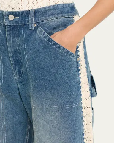 Sea Stasia Crochet-Trim Utility Jeans | Thumbnail 5 Sea Stasia Crochet-Trim Utility Jeans | Thumbnail 5