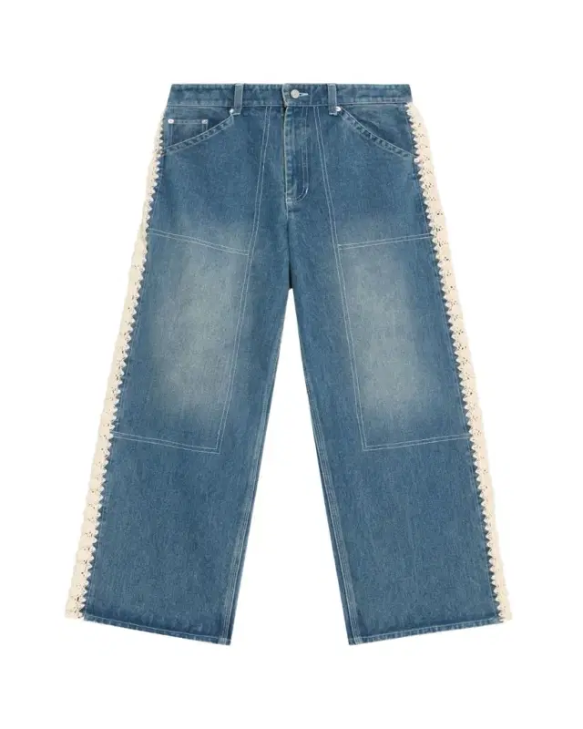 Stasia Crochet-Trim Utility Jeans
