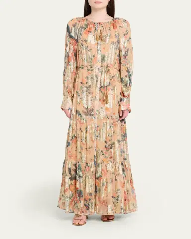 Kobi Halperin Xandra Tiered Metallic Floral-Print Maxi Dress | Thumbnail 2 Kobi Halperin Xandra Tiered Metallic Floral-Print Maxi Dress | Thumbnail 2