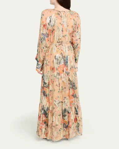 Kobi Halperin Xandra Tiered Metallic Floral-Print Maxi Dress | Thumbnail 3 Kobi Halperin Xandra Tiered Metallic Floral-Print Maxi Dress | Thumbnail 3