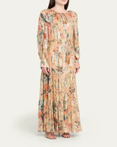 Kobi Halperin Xandra Tiered Metallic Floral-Print Maxi Dress | Thumbnail 4 Kobi Halperin Xandra Tiered Metallic Floral-Print Maxi Dress | Thumbnail 4