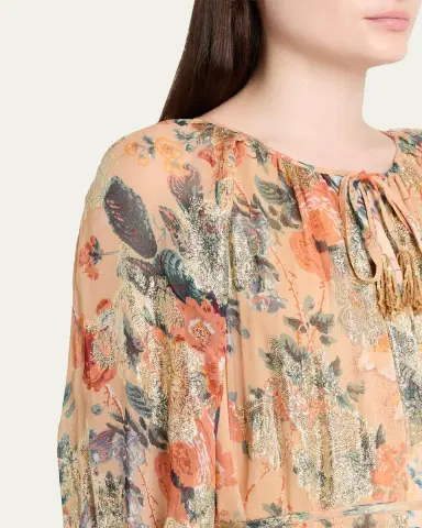 Kobi Halperin Xandra Tiered Metallic Floral-Print Maxi Dress | Thumbnail 5 Kobi Halperin Xandra Tiered Metallic Floral-Print Maxi Dress | Thumbnail 5