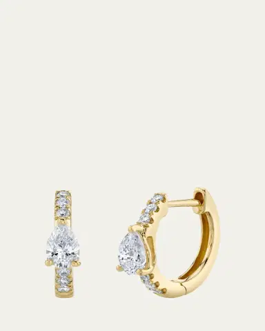 Anita Ko 18K Gold Pear Diamond Huggie Earrings | Thumbnail 2