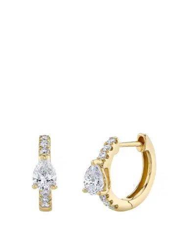 Anita Ko 18K Gold Pear Diamond Huggie Earrings | Thumbnail 1
