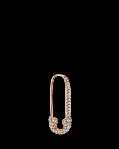 Anita Ko 18K Rose Gold Diamond Pave Safety Pin Earring, Single (Left) | Thumbnail 2